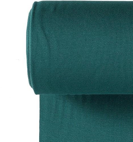 Bündchenstoff Meterware | Uni Jersey | Oeko-Tex Schlauchware glatt 70 cm breit | 38 Farben 0,5m (petrol)