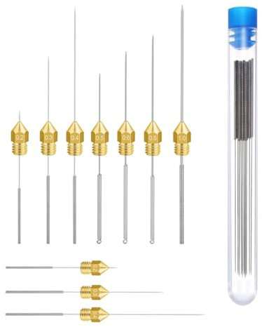 Hailege Nozzle Cleaning Kit(Pack of 10)3D Printer Needles Clean Tools 0.15 0.2 0.25 0.3 0.35 0.4 0.5 0.6 0.8 1.0mm Stainless Steel Nozzle Cleaning Needles Kit for Drills