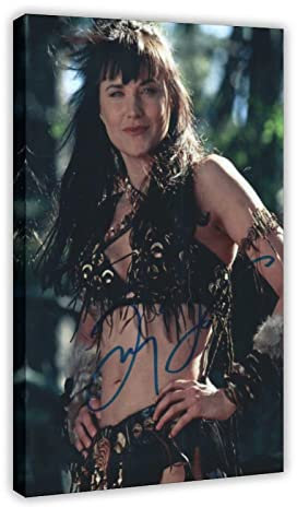 Lucy Lawless signiertes Leinwand-Poster, Wandkunst, Dekor, Bild, Gemälde für Wohnzimmer, Schlafzimmer, Dekoration, Rahmenstil, 50 x 75 cm