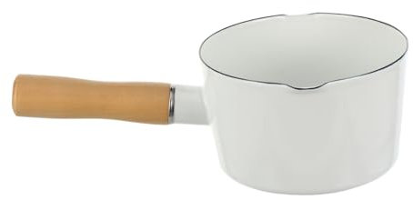 MUCKLILY Emaille Milchkochtopf Antihaftbeschichtet Mit Holzgriff Kleiner Suppentopf Für Babynahrung Für Induktionsherde Langlebig Und Leicht Zu Reinigen