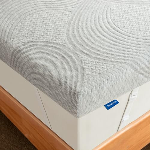 Newentor® Matratzen Topper 200x200cm Gel Boxspringbett, Matratzentopper 200x200 Schlafsofa Bett Gelschaum, Mattress Topper 200x200 H2/H3 Bezug Kaltschaum 7CM Höhe Grau