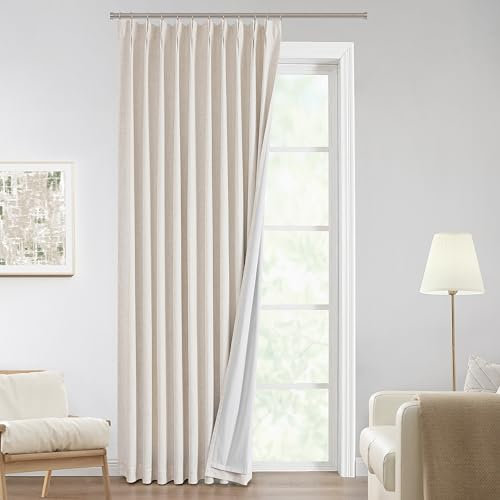 Vision Home Verdunkelungsvorhänge aus Leinen-Mischgewebe, 304,8 cm, für Wohnzimmer, Schlafzimmer, wärmeisoliert, Plissee-Vorhänge mit Haken, 152,4 cm B x 308 cm L x 2,5 cm