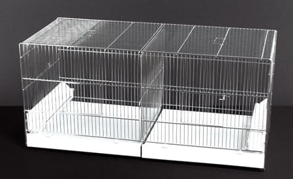 DOMUS MOLINARI Vogelkäfig 90 cm x 40 cm x 44 cm, verzinkt, mit Trennwand vorne, Schubladen aus Kunststoff, Groß, für Vögel, Innenbereich