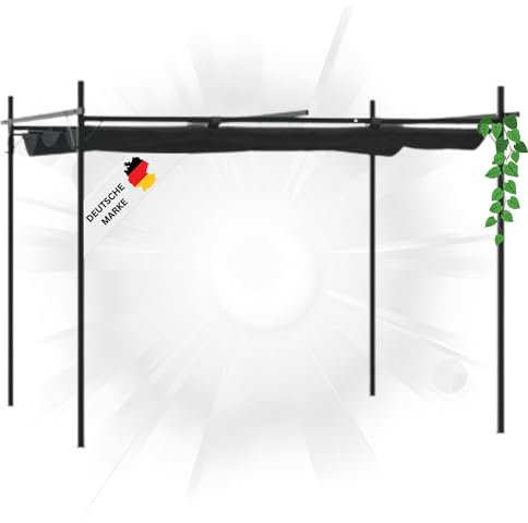 DELUKE® Terrassenüberdachung mit Schiebedach OLIMP | Anthrazit 295x292x230cm | Pergola Garten Pavillon Rankhilfe Sonnenschutz Gartenpergola Gartenpavillon mit Sonnendach