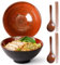 NUTRIUPS 2 Stück (6-teilige) Ramen Schüssel Set 1200ml Keramik Ramen Bowl mit Löffel und Essstäbchen, Japanische Suppenschüssel 20cm Ramen Schale (Red)