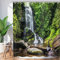 Hnmdmyi Duschvorhang Wald 240x180, Tropischer Dschungel Regenwald Grüner Baum Pflanze Natur Landschaft Wasserfall Szenerie Badewanne Vorhang Wasserdicht Polyester Stoff Waschbar Badevorhang mit Haken