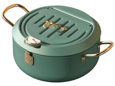 OSALADI Mini Pentola Per Friggere Con Filtro Per Padella Per Friggitrice in Acciaio Per Fornelli A Gas/elettrici Verde