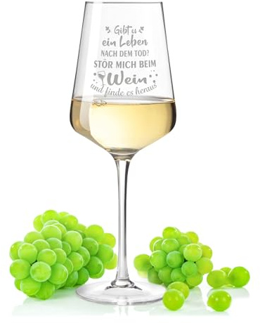 GRAVURZEILE Leonardo Weinglas mit Gravur - Gibt es ein Leben nach dem Tod - Lustige Geschenke mit Spruch für Männer & Frauen - Geeignet für Rotwein, Weißwein & Aperol - Farbe: Puccini