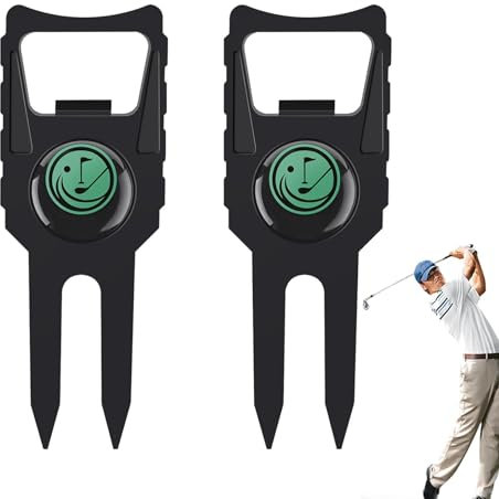Rurunklee Ouvre-Bouteille pour Outil de Divot, Outil de Divot avec marqueur de Balle - Outil de réparation 6 en 1 pour Tee-Shirt de Club de Golf, ouvre-Bouteille - Outil de Bouton Multifonctionnel,