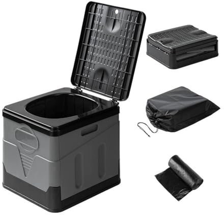 ZAYMDO Camping Toilet, Outdoor Folding Supports 150kg Portable Toilet, Fishing Toilet, Campervan Toilet for Traveling, Emergency, Camping, Traffic, Fishing