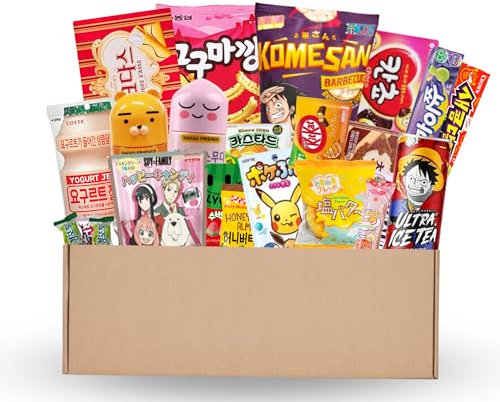 Surprise Asia Snack Box Köstliche Leckereien aus verschiedenen asiatischen Ländern I mit Animation Charactered Snacks, Trendy Mochi & Süßigkeiten (Asia Snack Box L (25set))