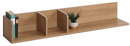 Mendler Wandregal HWC-M48 3 Fächer 20x120x21cm - Natur | Hängeregal, Regal, Holzregal, Schweberegal