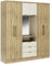 Vente-unique-Armario 6 Puertas y 3 cajones - con Espejo - 180 cm de Ancho - Color: Natural y Beige - ELORIO