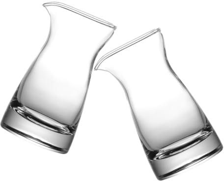 COSMEVIVI 2pcs Glass Creamer Pitcher Milk Dispenser Pourer Sauce Kettle Syrup Pitcher Mini Carafe Coffee Mug Tea Japanese Sake Decanter for Condiments
