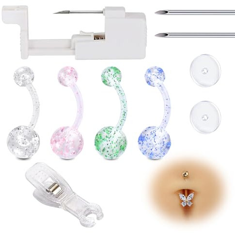 NIUSIMAN Körperpiercing Kit für Ohr Nase Lippe Augenbraue Bauchnabel Nippel Edelstahl Piercing Nadeln Werkzeuge Sicherheit schmerzfrei Einweg-Piercing Pistole Piercing Nadeln Klemmen