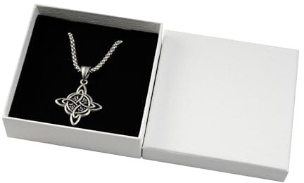 Collana con nodo della strega in argento, collana con ciondolo in stile retrò con catena in argento lunga 55 cm, collana ciondolo per uomo e donna, gioiello in acciaio inossidabile, amuleto