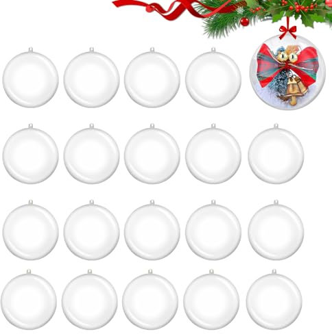 Clear Baubles,Christmas Tree Decorations 20 pcs 6cm Glass Baubles to Fill Plastic Fillable Empty Acrylic Transparent Hanging Ornaments Balls for Craft Photo DIY Home New Year Xmas Party Supplies (6CM)