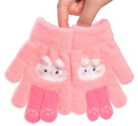 Doukesh Baby Winter Handschuhe,Cartoon Warme Strickhandschuhe,Kinderhandschuhe,Kleinkind Handschuhe Fäustlinge,Kinder Handschuhe,Winterhandschuhe Fausthandschuhe für Mädchen 2-6 Jahre,Rosa