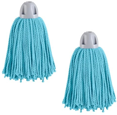 MAYA Fregona MAX Pro Hilo. Limpieza Eficiente y Duradera para Superficies Lisas. 100 % Microfibra. Extra Absorbente y Escurrefacil. Rosca Universal. Pack de 2 Fregonas (Celeste)