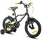 Hiland 16 Zoll Kinderfahrrad, Jungen Fahrrad für 4 5 6 7 Jahre, mit Stützrädern, Kinderfahrrad mit Handbremse und Rücktrittbremse, Schwarz und Grün