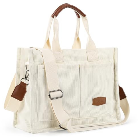 HOMIEE Corduroy Tote Bag for Women, Lightweight Handbags Shoulder Bags with Zipper, Ladies Girls Crossbody bags Shopping Bag for Work School Shopping Travel College Valentine's Day