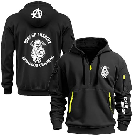 FBWZSAG Kapuzenpullover Mit Aufdruck Für Herren Für A.NA.rc.h.y S.on.s Sportbekleidung Mit Kapuze Und Halbem Reißverschluss Einfarbiger Mantel Sweatshirts -A-HEI||XL