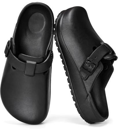 ZXT Arch Support Work Clogs Slip Resistant Orthopedic Shoes for Chef Nurse Garden Comfortable, Slip-On Cushion Slide Sandals, Black 39