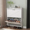 VOWNER Rangement Chaussure, Meuble à Rangement Chaussure Et Peu Encombrant avec Cloisons Réglables pour 12 À 16 Paires De Chaussures, Adapté À L’Entrée, Au Salon, À La Chambre, Blanc