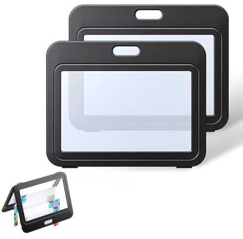 2 Pièces Double Face Transparent Porte Badge, pour Id D'école De Bureau Cartes de Crédit Licences Passes