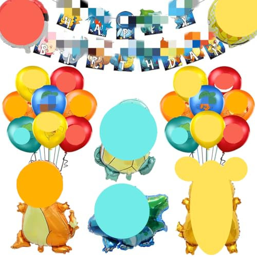 27 Piezas Globos de Cumpleaños Niño Niña,Incluye Globos de Aluminio 3D,Pancarta de Feliz Cumpleaños,Globo temático de dibujos animados,Ideal para Fiestas de Niños