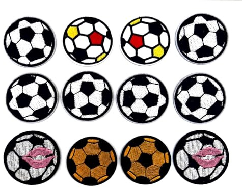 12 Stück Fussball Patch Aufbügler Fußbälle Iron-On Patch Aufnäher