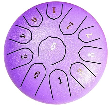 LOMUTY Zungentrommel C Dur, 6 Zoll 15 cm 11 Noten Regentrommel, Stahlzungentrommel für Klangheilung, Meditation, Musikalische Bildung und Yoga, Steel Tongue Drum als Geschenk, Violett