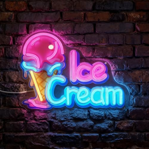 LED-Eiscreme-Neonlicht, Leuchtschild für Wandkunst-Décor von Eiscreme- und Imbissbars, Kaffee- und Getränkeläden, Straßengegenständen, Partys, Schlafzimmern und Geschäftsfenstern, USB-betrieben
