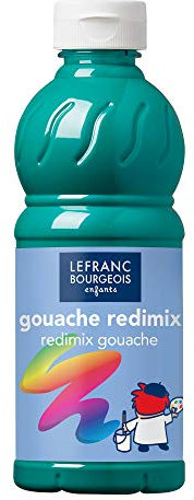 Lefranc Bourgeois Gouache líquida Redimix, témperas para niños, 500ML Verde Esmeralda, Pinturas para niños y Manualidades
