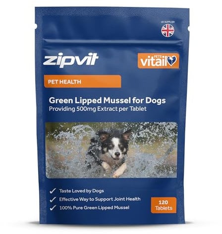 Green Lipped Mussel for Dogs, 500mg. 120 Tablets. Formulated for Your Dogs Health and Vitality.