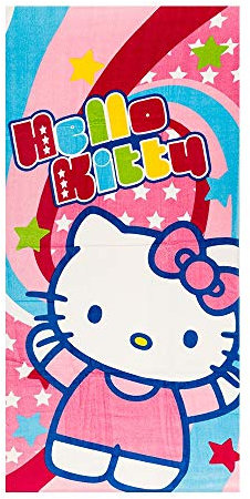 Soleil d'ocre Strandtuch 75x150 cm Hello Kitty 075 Samt Bedruckt 100% Baumwolle