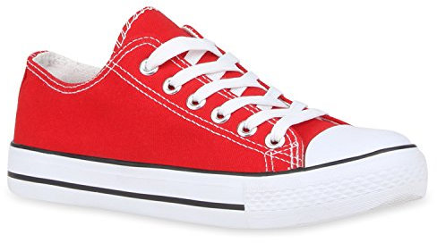 stiefelparadies Damen Schuhe Sneakers Sportschuhe Freizeit Schuhe Schnürer 105828 Rot 38 Flandell