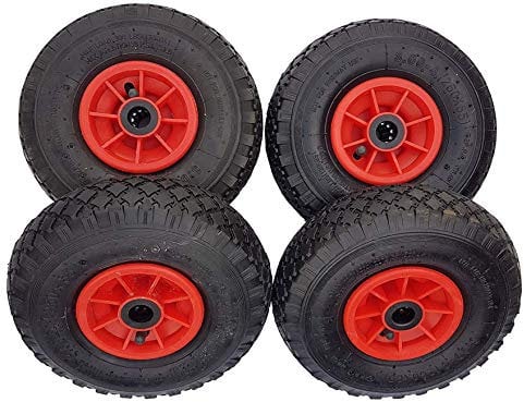 4 x FROSAL Sackkarrenrad Luftrad | Nabe 20 mm | Ersatzrad für Bollerwagen 260 x 85 mm 3.00-4 | Rad Sackkarre | Bollerwagenrad | Lufträder