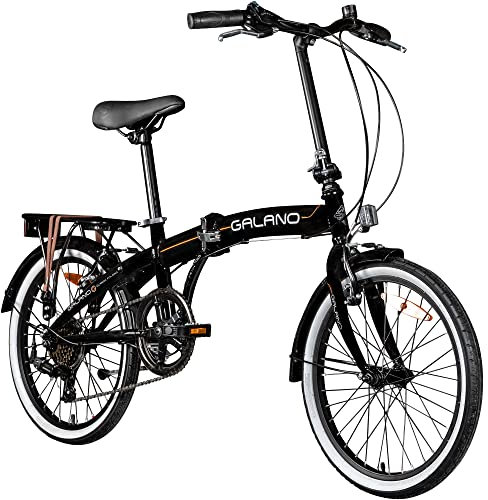 Galano 20 Zoll Klapprad Metropolis Fahrrad Faltrad Campingrad, Farbe:Schwarz