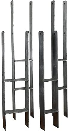 feuerverzinkte H-Anker, Pfostenträger, Pfostenanker, Pfostenschuhe, Carport, H-Träger, mit Schrauben (Länge: 600mm, Gabelweite: 71mm)