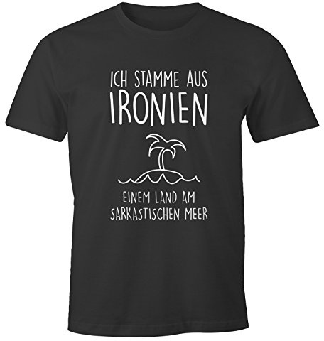 MoonWorks® Herren T-Shirt Ich stamme aus Ironien einem Land am sarkastischen Meer Fun-Shirt Spruch Anthrazit XL