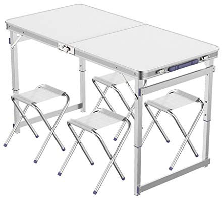 PIAOLING Tragbarer Klapptisch für den Außenbereich Haushalt Outdoor Koffer Klapptisch 1,2 Mt Aluminiumlegierung Camping Klapptisch und Stuhl Set Picknick-Camp-Tische (Color : A)