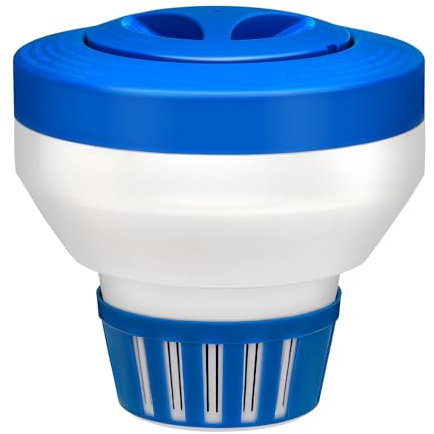 Housolution Distributeur de chlore flottant de 20,3 cm, grande capacité pour tablettes de chlore de 7,6 cm, tablette flottante à libération réglable pour piscine intérieure et extérieure, spa, bleu et