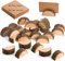 Tebery 50er Set Tischkartenhalter Holz, Rustikale Halbkreis Pfahl Form Tischnummer Halter, Memo, Post, Foto Halter, Holz Platzkartenhalter für Hochzeit Deko (50 Halter +50 Kraftpapier)