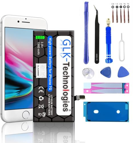 Verbesserter Ersatzakku kompatibel mit iPhone 7 APN A1660 A1778 A1779 | Original GLK-Technologies Battery | 1960 mAh Akku | inkl.Profi Werkzeug Reparaturset Kit NEU