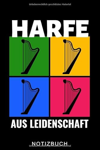 HARFE AUS LEIDENSCHAFT NOTIZBUCH: A5 52 WOCHEN KALENDER Geschenkidee für Harfespieler | Harfebuch | Harfe spielen lernen | Musiker | Geschenk für Kinder Erwachsene Anfänger | Geburtstag