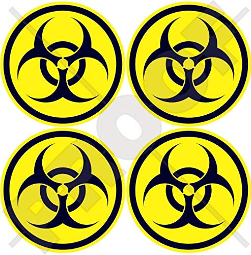 Biohazard Warnaufkleber, 50 mm, Covid Virus, biologische Gefahr, Sicherheit, rund, Vinyl, 4 Stück