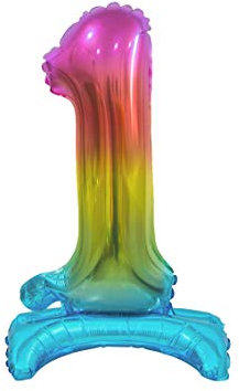 GoDan Beauty&Charm Luftballons Zahlen 0-9 zum Aufstellen auf dem Tisch 38 cm Folienballon Geburtstagsluftballons Zimmer und Raumdekoration beim Geburtstag Jubiläum (Zahl 1 Regenbogen)