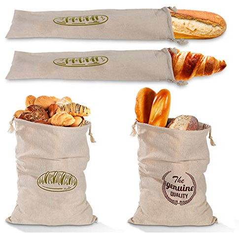 Brotbeutel Brottasche Gemüsebeutel Aus Baumwolle, Wiederverwendbare Brotbeutel Aufbewahrung Robust Leicht Waschbar Einkauf Aufbewahrung Einfrieren Frisch Halten Obstbeute (4 Stück)