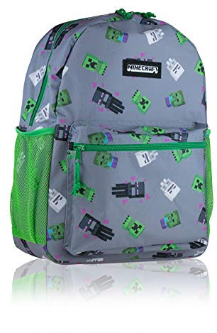 MINECRAFT Teen Backpack, Gray, Maße: ca. 30 x 14 x 40 cm (LxBxH)